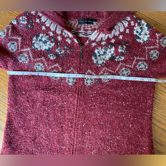 One in One Two-Way Zipper Wool Knit Jacket Size Small - Picture 2 of 12